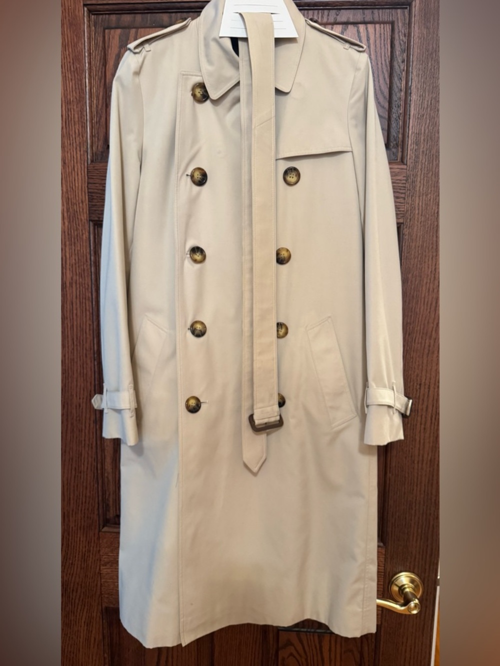 Vintage Burberry Beige Double-Breasted Kensington Trench Coat US Size 8 Slim - Picture 2 of 16